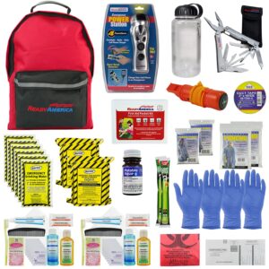 ready america 72 hour deluxe emergency kit, 2-person 3-day backpack, first aid kit, survival blanket, power station, emergency food, portable disaster preparedness go-bag for earthquake, fire, flood