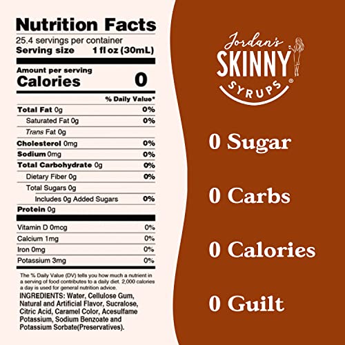 Jordan's Skinny Syrups Sugar Free Coffee Syrup, Pumpkin Spice Flavor Drink Mix, Zero Calorie Flavoring for Chai Latte, Protein Shake, Food & More, Gluten Free, Keto Friendly, 25.4 Fl Oz, 1 Pack