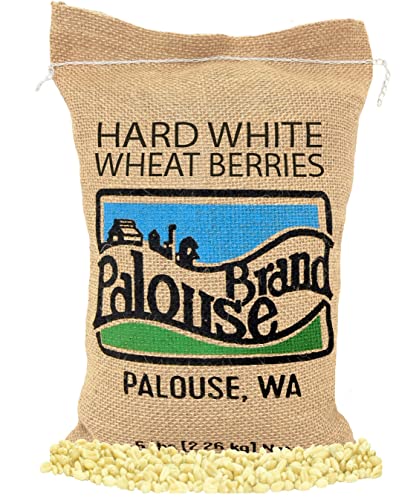 Non-GMO Project Verified Hard White Wheat Berries | 5 LB Burlap Bag | 100% Non-Irradiated | Kosher Parve | USA Grown | Field Traced