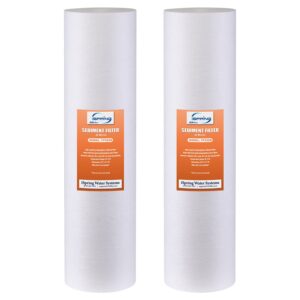 ispring fp220bx2 high capacity x 4.5” water replacement cartridges sediment filter, 20 micron, 2 count (pack of 1), white