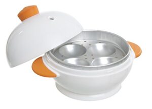 msc international 4 boiler joie big boiley microwave egg cooker, a, white with orange handles