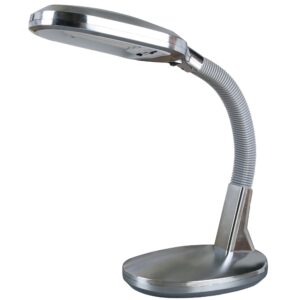 natural therapy sunlight desk lamp, great for reading and crafting, adjustable gooseneck, home and office lamp by lavish home, 7"d x 9"w x 22"h , silver