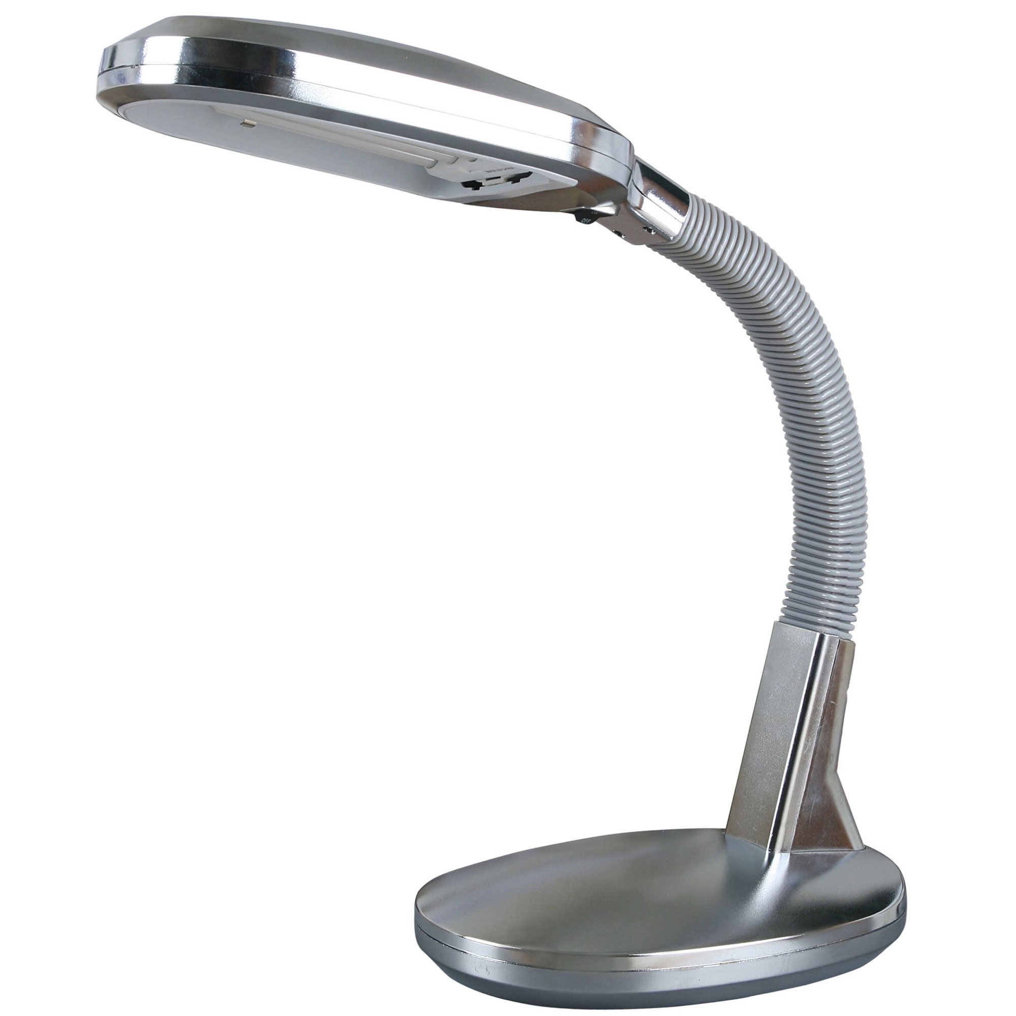 Natural Therapy Sunlight Desk Lamp, Great For Reading and Crafting, Adjustable Gooseneck, Home and Office Lamp by Lavish Home, 7"D x 9"W x 22"H , Silver