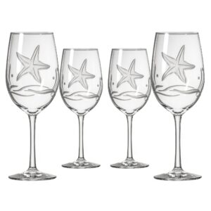 rolf glass starfish all purpose wine glass 18 ounce | set of 4 large wine glasses | lead-free glass | engraved large wine glasses | made in the usa