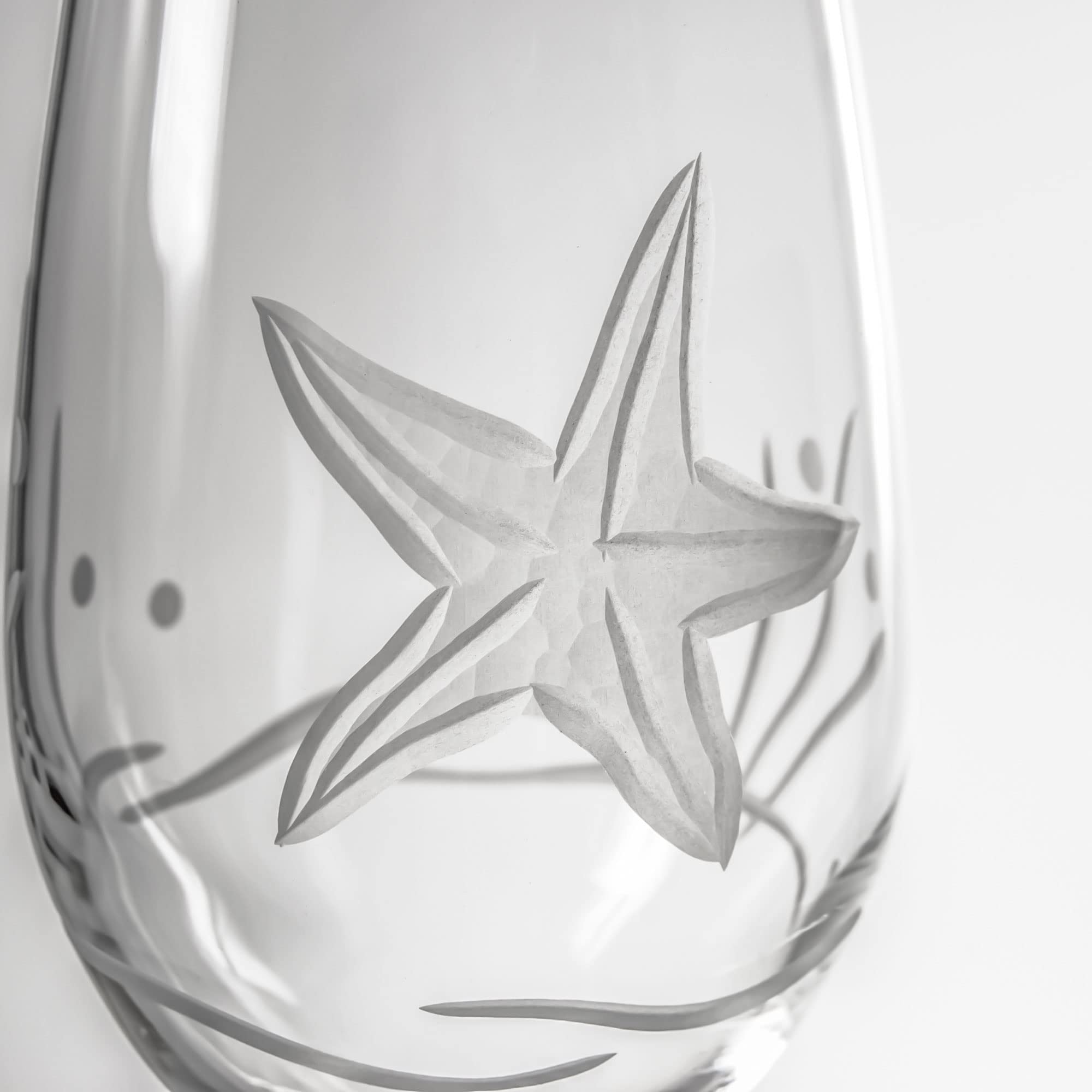 Rolf Glass Starfish All Purpose Wine Glass 18 Ounce | Set of 4 Large Wine Glasses | Lead-Free Glass | Engraved Large Wine Glasses | Made in the USA