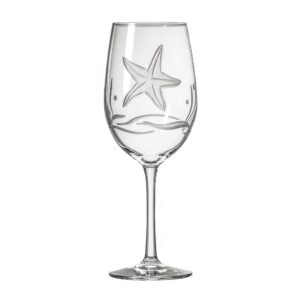 Rolf Glass Starfish All Purpose Wine Glass 18 Ounce | Set of 4 Large Wine Glasses | Lead-Free Glass | Engraved Large Wine Glasses | Made in the USA