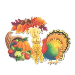 beistle 4-pack decorative packaged thanksgiving cutouts, 14-inch