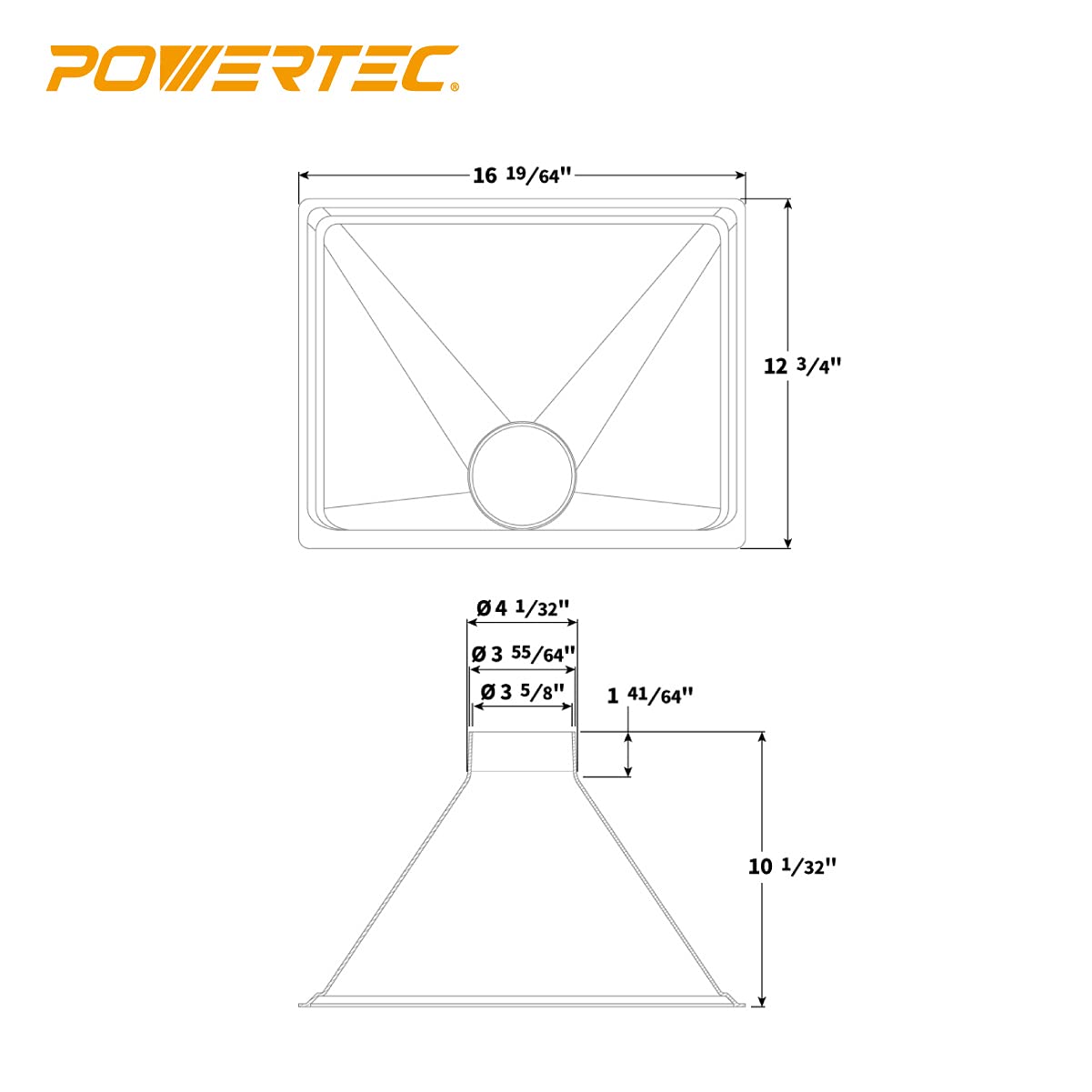 POWERTEC 70122 Big Gulp Dust Hood for Woodworking Dust Collection Dust Hood