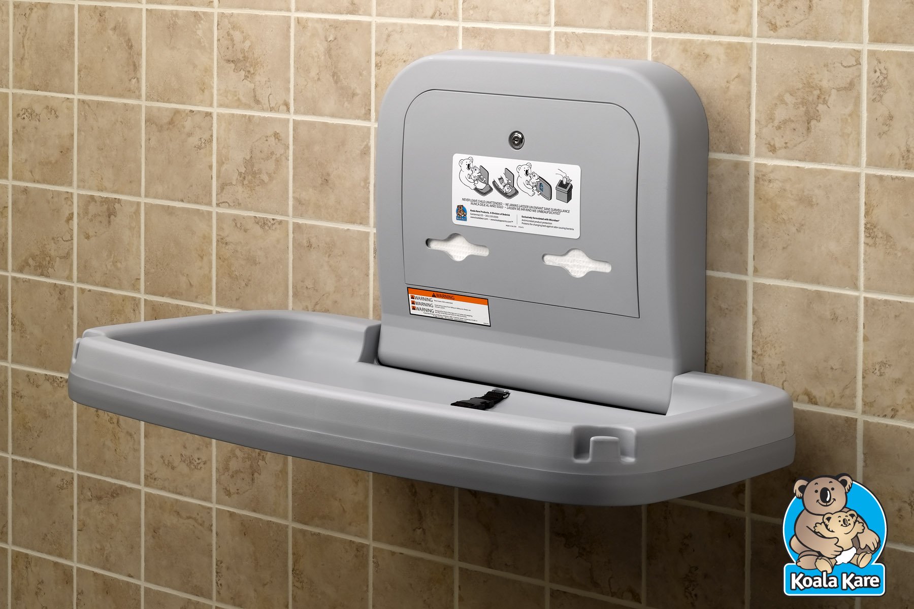 Koala Kara KB200-01SS Grey Baby Changing Station with S/S Veneer