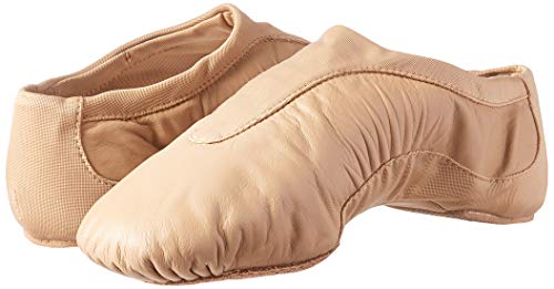 Bloch Women's Pulse Leather and Neoprene Split Sole Jazz Shoe, Tan, 8