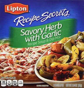 lipton recipe secrets soup and dip mix for a delicious meal savory herb with garlic great with your favorite recipes, dip or soup mix 2.4 ounce (pack of 12)