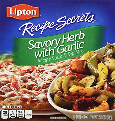 Lipton Recipe Secrets Soup and Dip Mix For a Delicious Meal Savory Herb with Garlic Great With Your Favorite Recipes, Dip or Soup Mix 2.4 Ounce (Pack of 12)