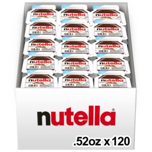 nutella hazelnut spread with cocoa for breakfast, bulk 120 pack, 0.52 oz mini cup