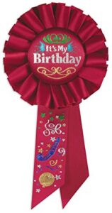 beistle it's my birthday rosette in red