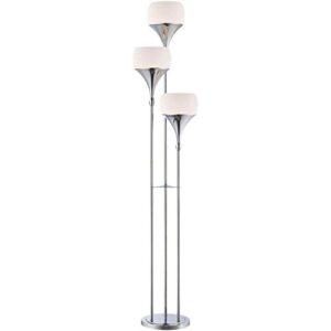 lite source 3-lite floor lamp, polished c/fro glass shade, e27 a 60wx3 ls-82225