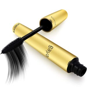 vegan black mascara for sensitive eyes, natural hypoallergenic mascara, buildable lengthening and volumizing for natural looking, cruelty free, ophthalmologist tested- by gaya cosmetics