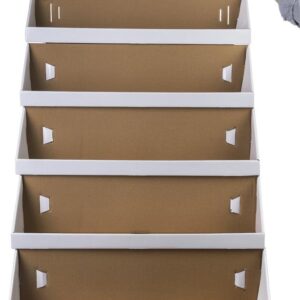 Free-Standing Display Rack, White Corrugated Cardboard Construction with 5 Bins - Sold in Sets of 2