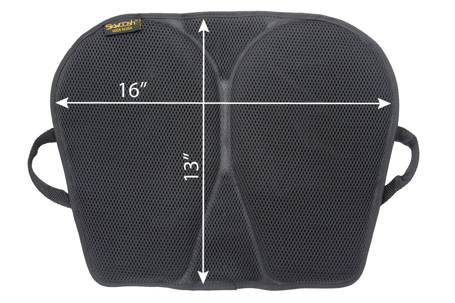 Skwoosh Travel Seat Pad Cushion - Gel, mesh Fabric, Foldable, Handles, Waterproof, Lightweight - for Travel, Pilots and Office - Command Pilot