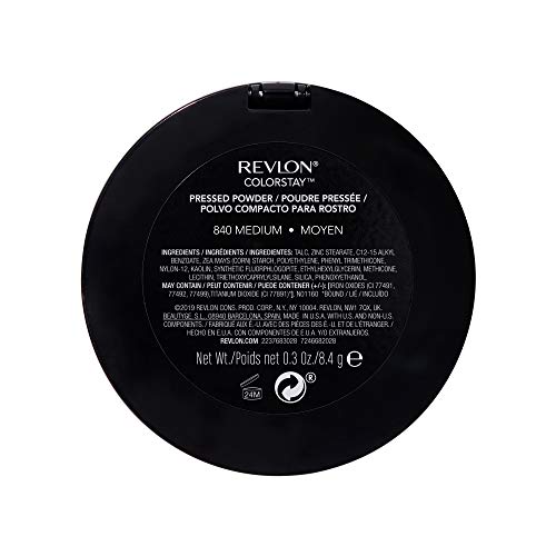 Revlon ColorStay Pressed Powder, Longwearing Oil Free, Fragrance-Free, Noncomedogenic Face Makeup, Medium (840), 0.3 Oz