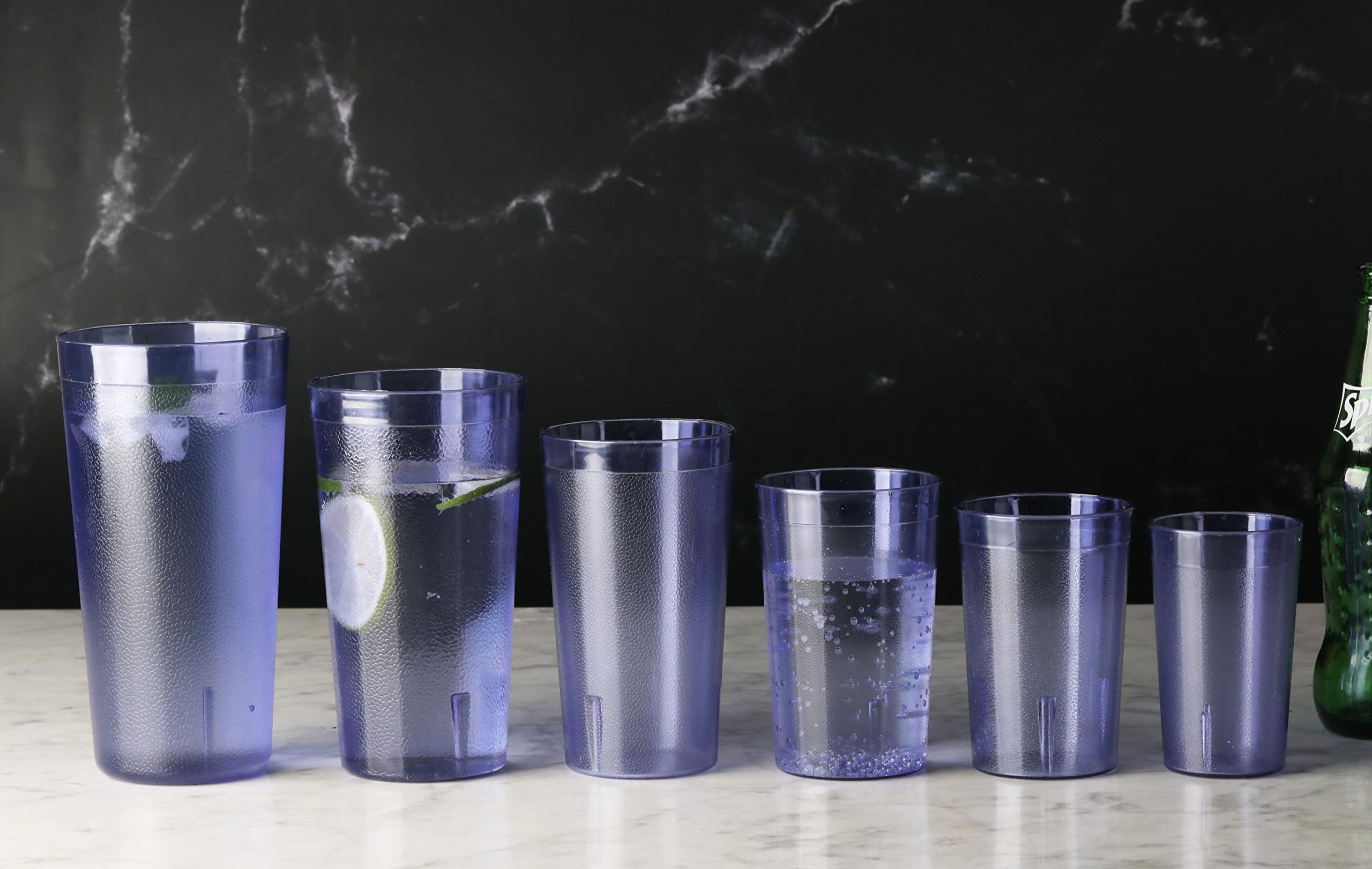 New Star Foodservice 46540 Tumbler Beverage Cup, Stackable Cups, Break-Resistant Commercial SAN Plastic, 5 oz, Blue, Set of 12