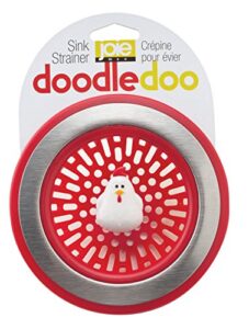 msc international 89303 joie doodle doo kitchen sink strainer basket, rooster, 4.5-inch, red