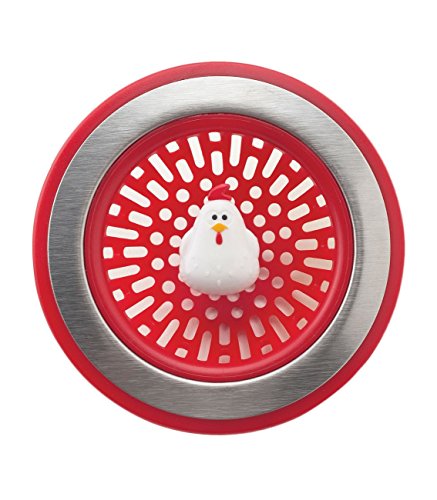 MSC International 89303 Joie Doodle Doo Kitchen Sink Strainer Basket, Rooster, 4.5-inch, Red