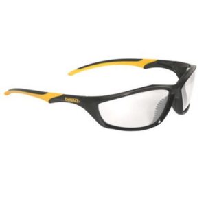 dewalt dpg96-1csafety-masks safety glass, series: router, clear lens, polycarbonate lens, wraparound frame, black frame, nylon frame, dual mold rubber temple, black temple, ansi z87