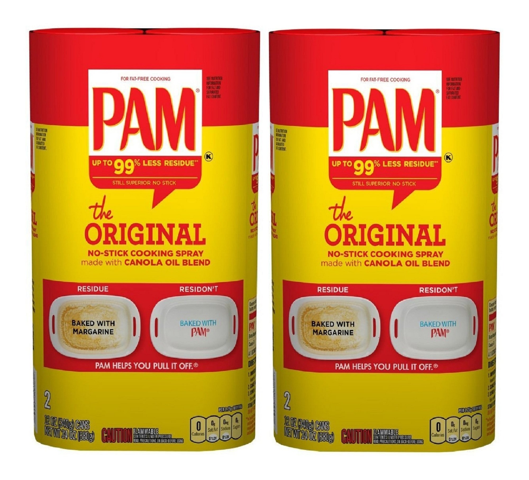 Pam Canola Spray - 12 Ounce Cans (Pack of 2 - 2 Count Sets, 4 Cans Total)