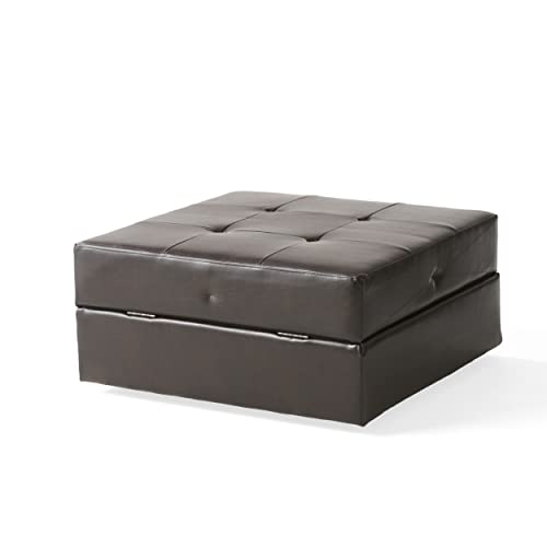 Christopher Knight Home Burlington Leather Storage Ottoman, Brown