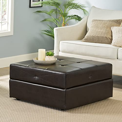 Christopher Knight Home Burlington Leather Storage Ottoman, Brown