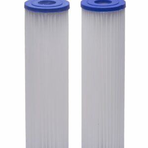 EcoPure EPW2P Pleated Whole Home Replacement Water Filter-Universal Fits Most Major Brand Systems (2 Pack), 2 Count (Pack of 1), White/Blue