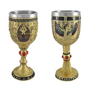 Things2Die4 Set of 2 Egyptian Wine Goblets Winged Isis/Pharaoh 6 oz.