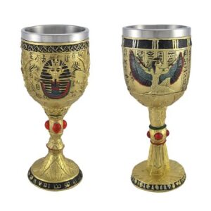 Things2Die4 Set of 2 Egyptian Wine Goblets Winged Isis/Pharaoh 6 oz.