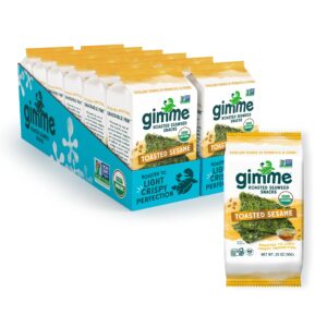 gimme - toasted sesame - 12 count sharing size - organic roasted seaweed sheets - keto, vegan, gluten free - great source of iodine & omega 3’s - healthy on-the-go snack for kids & adults