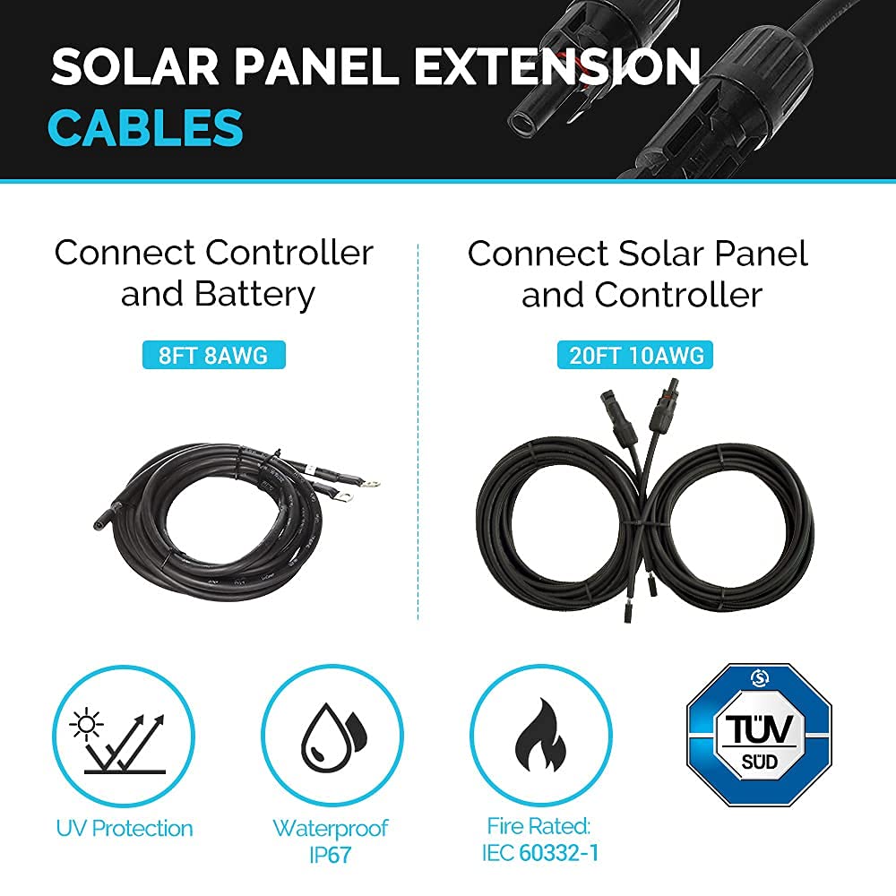 Renogy 200 Watt 12 Volt Monocrystalline Solar Panel Starter Kit with 2 Pcs 100W Solar Panel and 30A PWM Charge Controller for RV, Boats, Trailer, Camper, Marine ,Off-Grid System