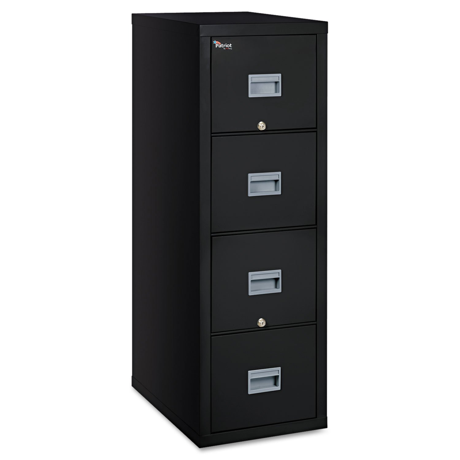 FireKing 4P1825CBL Patriot Insulated Four-Drawer Fire File, 17-3/4w x 25d x 52-3/4h, Black