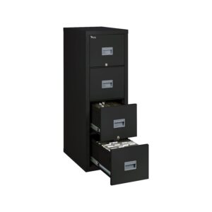 FireKing 4P1825CBL Patriot Insulated Four-Drawer Fire File, 17-3/4w x 25d x 52-3/4h, Black