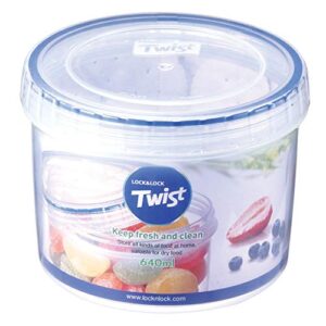 LOCK & LOCK Easy Essentials Twist Food Storage lids/Airtight containers, BPA Free, Short-22 oz-for Fruits, Clear