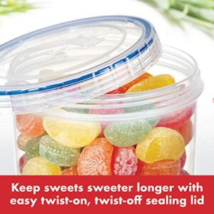 LOCK & LOCK Easy Essentials Twist Food Storage lids/Airtight containers, BPA Free, Short-22 oz-for Fruits, Clear