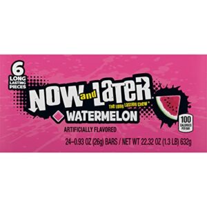 Now and Later Candy, Watermelon, 0.93ounce Bars (Pack of 24)