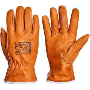 superior glove goat grain leather work arc flash gloves with paraactiv cut resistant protection - endura safety gloves water resistant 378gobkl (1 pair) size large