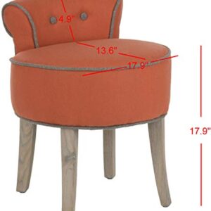 Safavieh Home Collection Georgia Burnt Orange and Distressed Grey Petite Vanity Stool