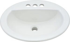proflo pf19164wh proflo pf19164 rockaway 19" oval vitreous china drop in bathroom sink with overflow and 3 faucet holes at 4" centers
