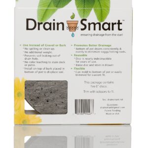 Drain Smart 6” 5-Pack 3D Mesh Drainage Discs - Perfect for Indoor/Outdoor Potted Plants | Container Gardening | Plant Pot Liner Minimize Root Rot | Made in The USA