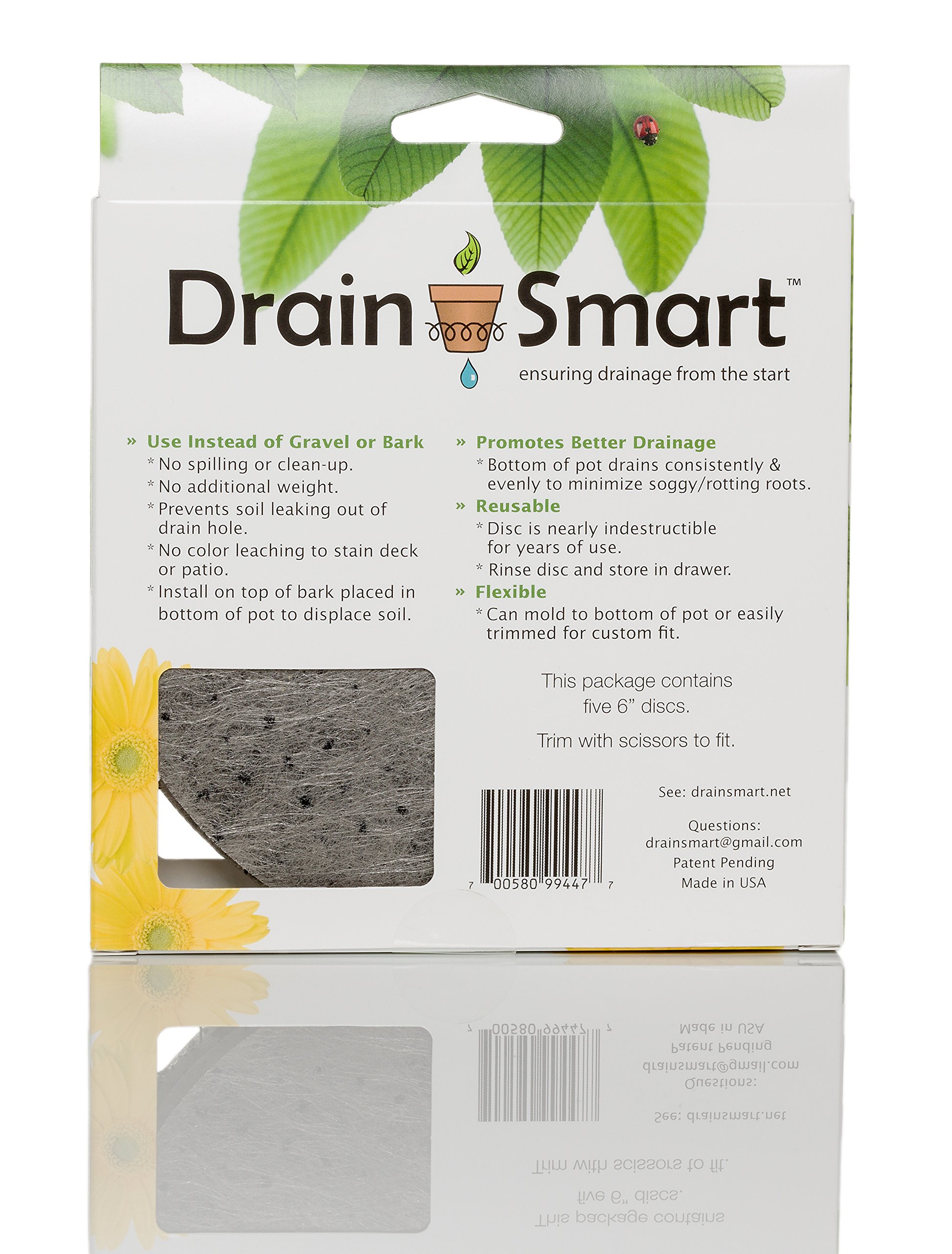 Drain Smart 6” 5-Pack 3D Mesh Drainage Discs - Perfect for Indoor/Outdoor Potted Plants | Container Gardening | Plant Pot Liner Minimize Root Rot | Made in The USA