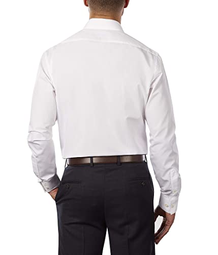 Van Heusen Men's Dress Shirt Fitted Poplin Solid, White, 16" Neck 32"-33" Sleeve
