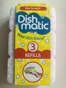 9x white non-scratch dishmatic refill sponges from caraselle