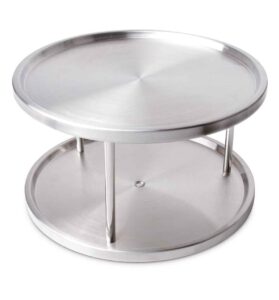 ideas in motion 2-tier revolving lazy susan trays, stainless steel