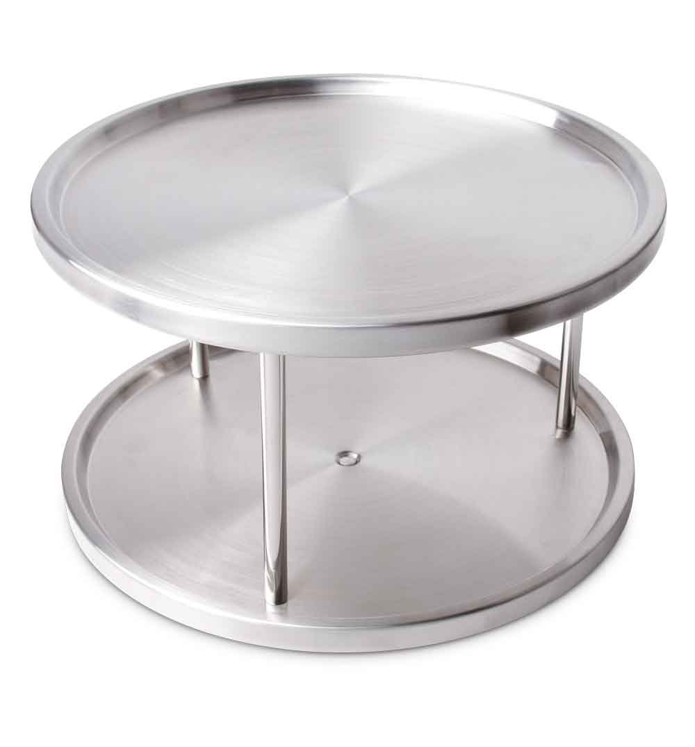 Ideas In Motion 2-Tier Revolving Lazy Susan Trays, Stainless Steel