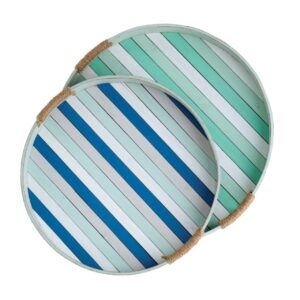 shiraleah summerville round decorative tray, ocean/sea foam, set of 2